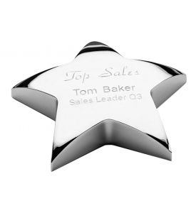 Engraveable Paperweight Silver Star