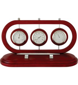 Matte Rosewood Weather Station &amp; Pen Clock