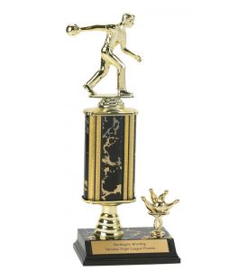 Column Trophy Black Marble Bowling