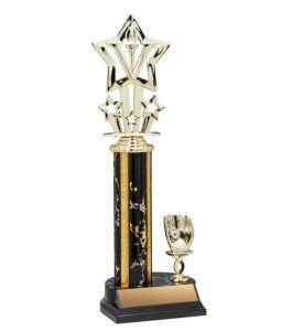 Column Trophy Black Marble Baseball